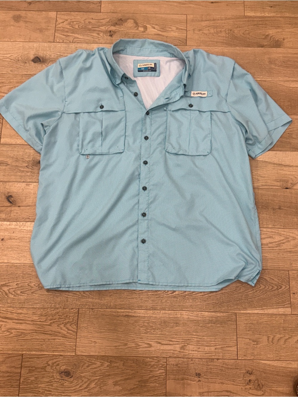 NWOT Magellan Aransas Pass Checkered Short-Sleeve Fishing Shirt